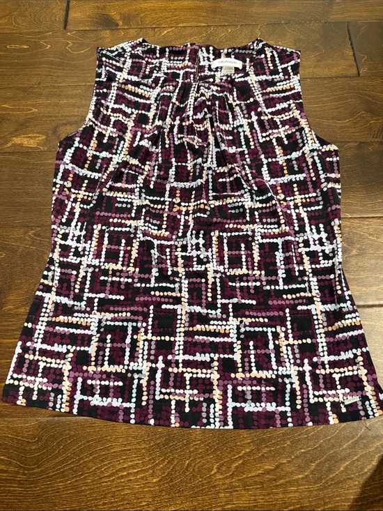 Calvin Klein Tops - Calvin Klein Plum Geometric Dot-Print Sleeveless Skirt